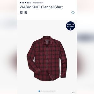 Mack Weldon Warmknit Red Flannel Shirt NWOT